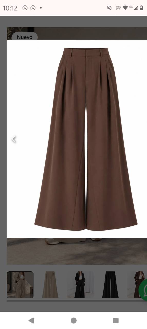 Pantalón sastrero marrón, detalle de pinzas y corte amplio